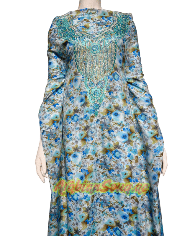 Digital Print Kandura | Harir Silk Fabric | Elegant Emirati Mukhawar | Luxe Traditional Wear